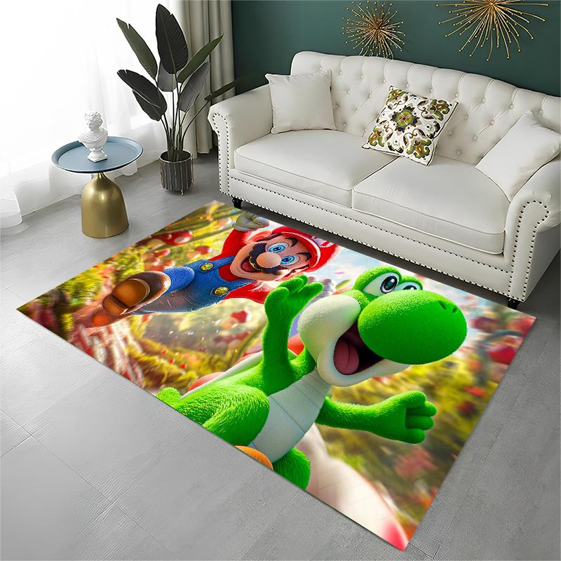 Tappeto Tappetino Gioco Cartoon M-Mario Bros per Stanza dei Giochi Camera da Letto Soggiorno Divano Decorazione Casa, Tappeto per Area Bambini Tappetino Antiscivolo Regalo