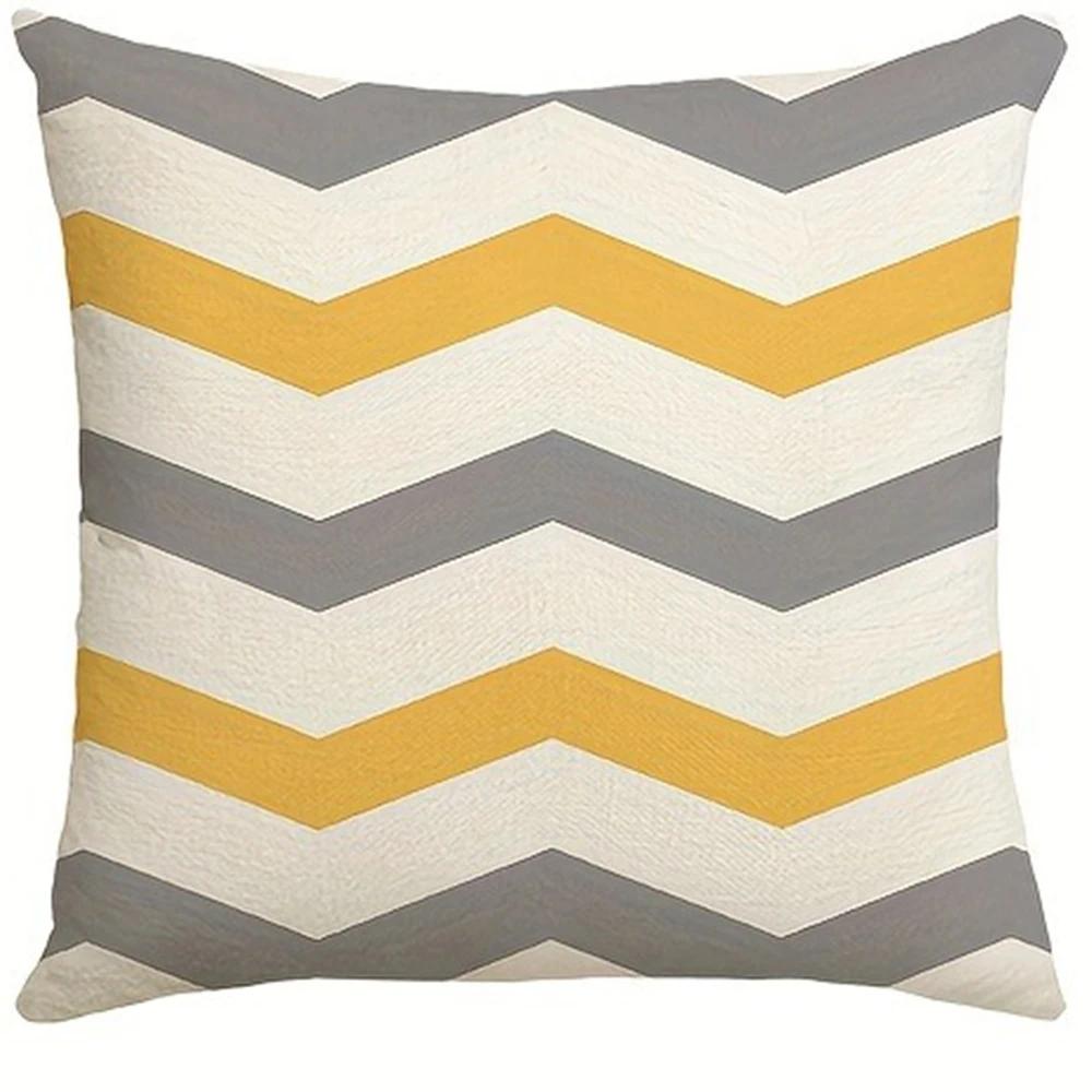 

СЛАДКИЙ ДОМ Украшение Мода Желтый Серый Геометрический принт Наволочка Гостиная Диван Чехол для подушки Украшение комнаты 45x45cm