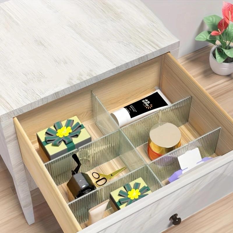 32.5*7cm 4pcs Modern Waterproof Transparent Storage Adjustable and Connectable Drawer Partition Plate,suitable for Bedroom Office Kitchen Storage.