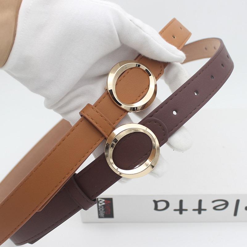 Student Jeans Decorative Pu Belt Women'S Circle Gold Alloy Multi-Colored Belt Women'S