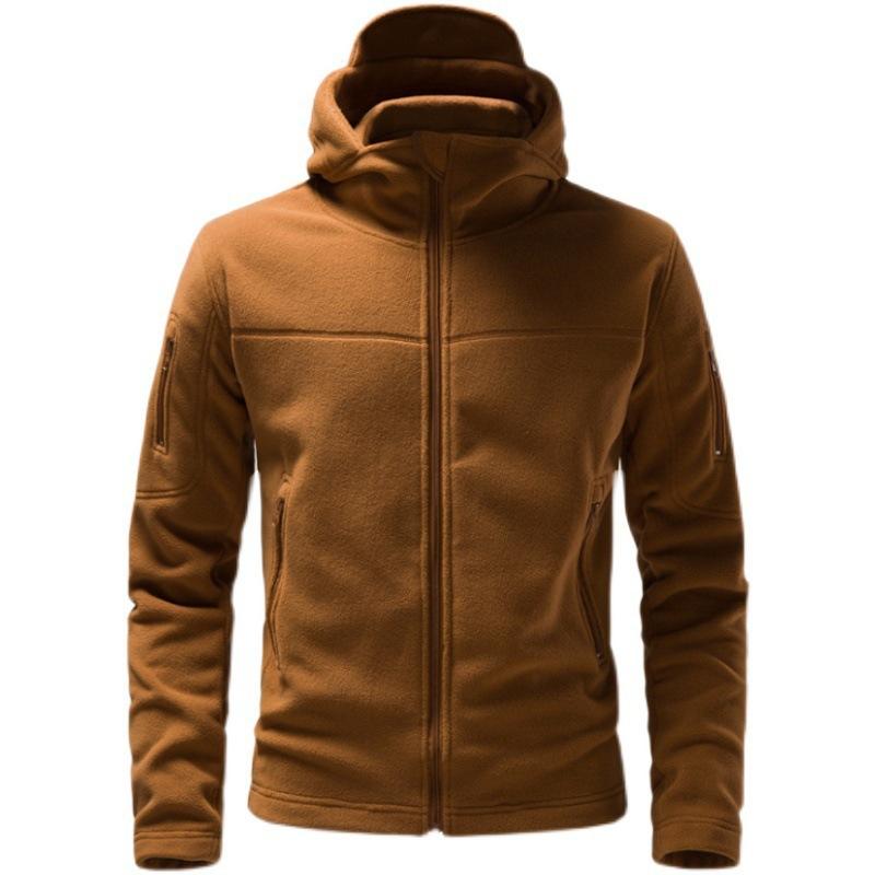 Hooded Jacket Men's Tooling Outdoor Multi-Pocket Thermal Combat Military Double-Sided Fleece Jacket