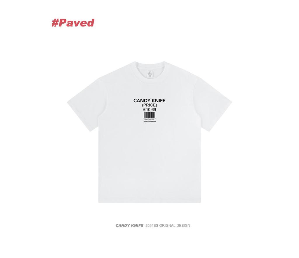 Unisex Minimalist Letter Barcode Print Heavy Cotton T-Shirt - Trendy Summer Short Sleeve Design