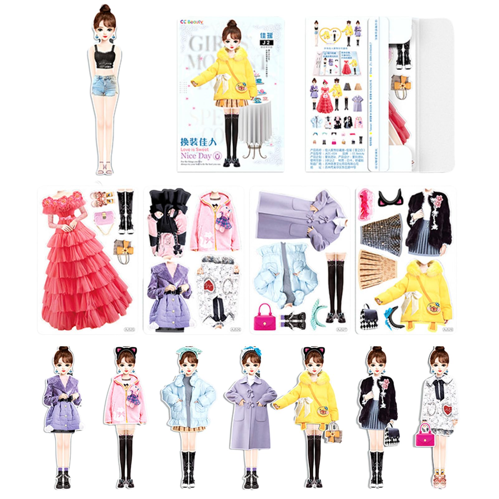 

GIZMAC Paper Dress-Up Dolls, Magnetic Princess Paper Dolls Cutout Pretend Play Outfits Magnetic Clothes Puzzle Creative Fashion Dress-Up Birthday