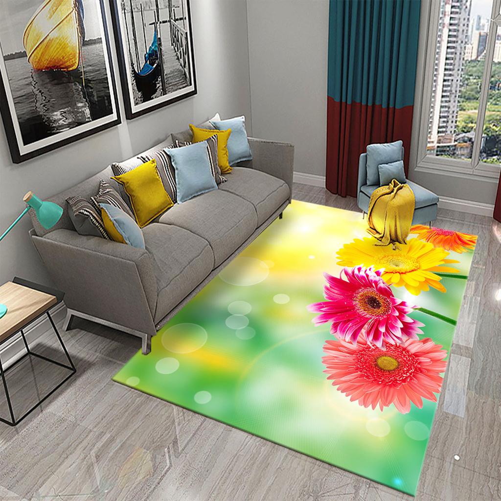 3D bunter frischer Blumen Teppich für Küchenteppich mit romantischem floralem Wohnzimmer Badezimmer Boden Teppich Mädchen Schlafzimmer Teppich Dekoration
