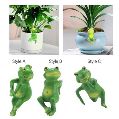 Cute Frog Figurine Housewarming Gift Modern Outdoor Decor Crafts Flower Pot Hugger for Patio Courtyard Balcony Lawn Fence