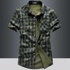 Sommar kortärmade skjortor för män Bomull Lös Plus Size Stilig Casual Andas Absorbera svett Mode Herrskjortor Kappa