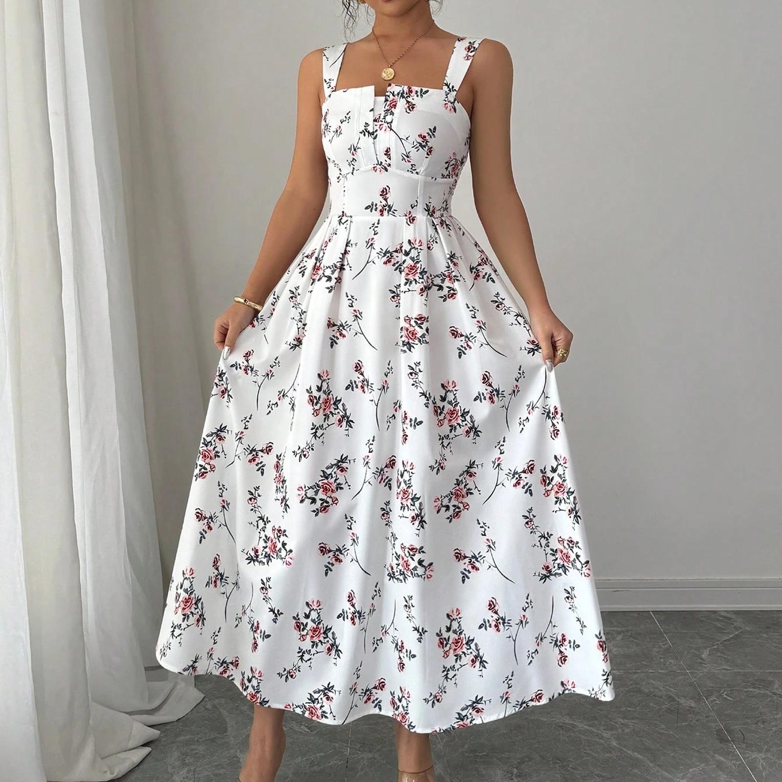 

Женское модное цветное платье с V-образным вырезом и коротким рукавом M белый