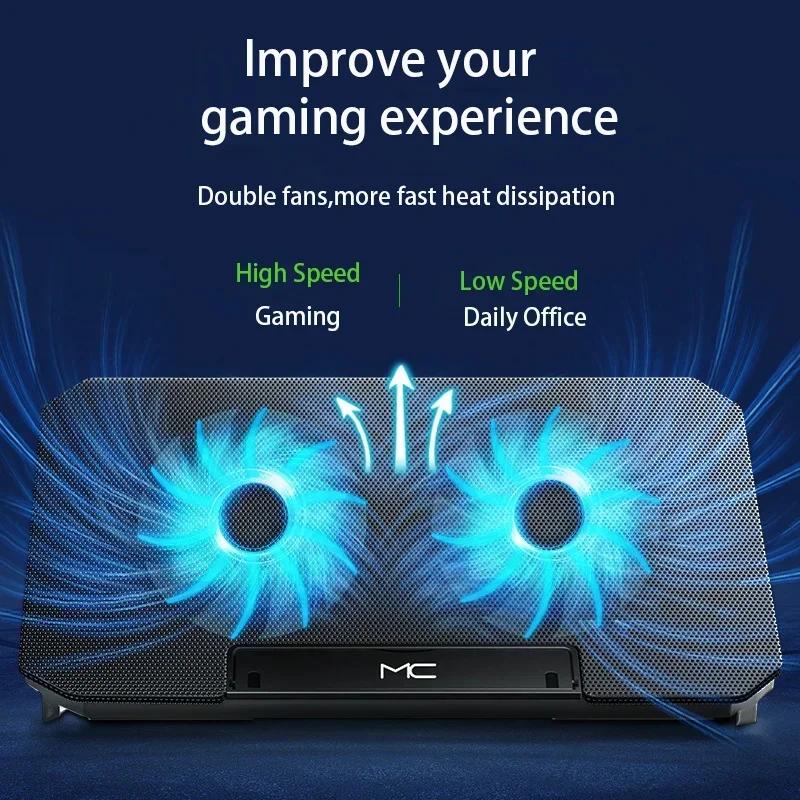 New Laptop Cooler Dual Turbo Lifting Bracket Folding Storage Air-cooled Desktop Computer Cooling High-speed Cooling Base Bracket