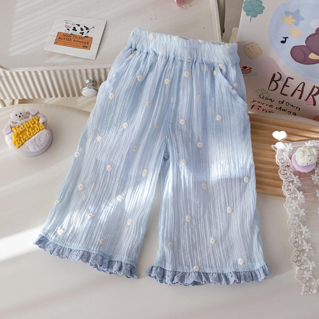 Girls' Summer Pants Children's Thin Breathable Loose Comfortable Baby Girl's Stylish Outerwear Pants