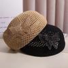 French Elegant Rhinestone Butterfly Hollow Beret Women's Summer Korean Style Versatile Painter Hat Fashion Accessory