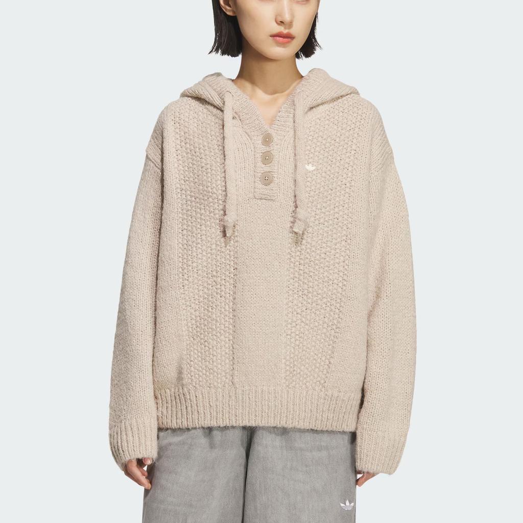 adidas Originals FW25 Sports Loose Fit Long Sleeve Knit Hoodie Women Tops KS5968