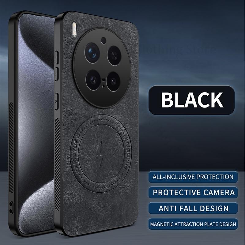 Bezdrátová nabíječka pro magnetické pouzdro Magsafe pro vivo X300 Pro Měkký nárazník Kožený kryt pro telefon VIVO X300 Pro Nárazuvzdorný kryt