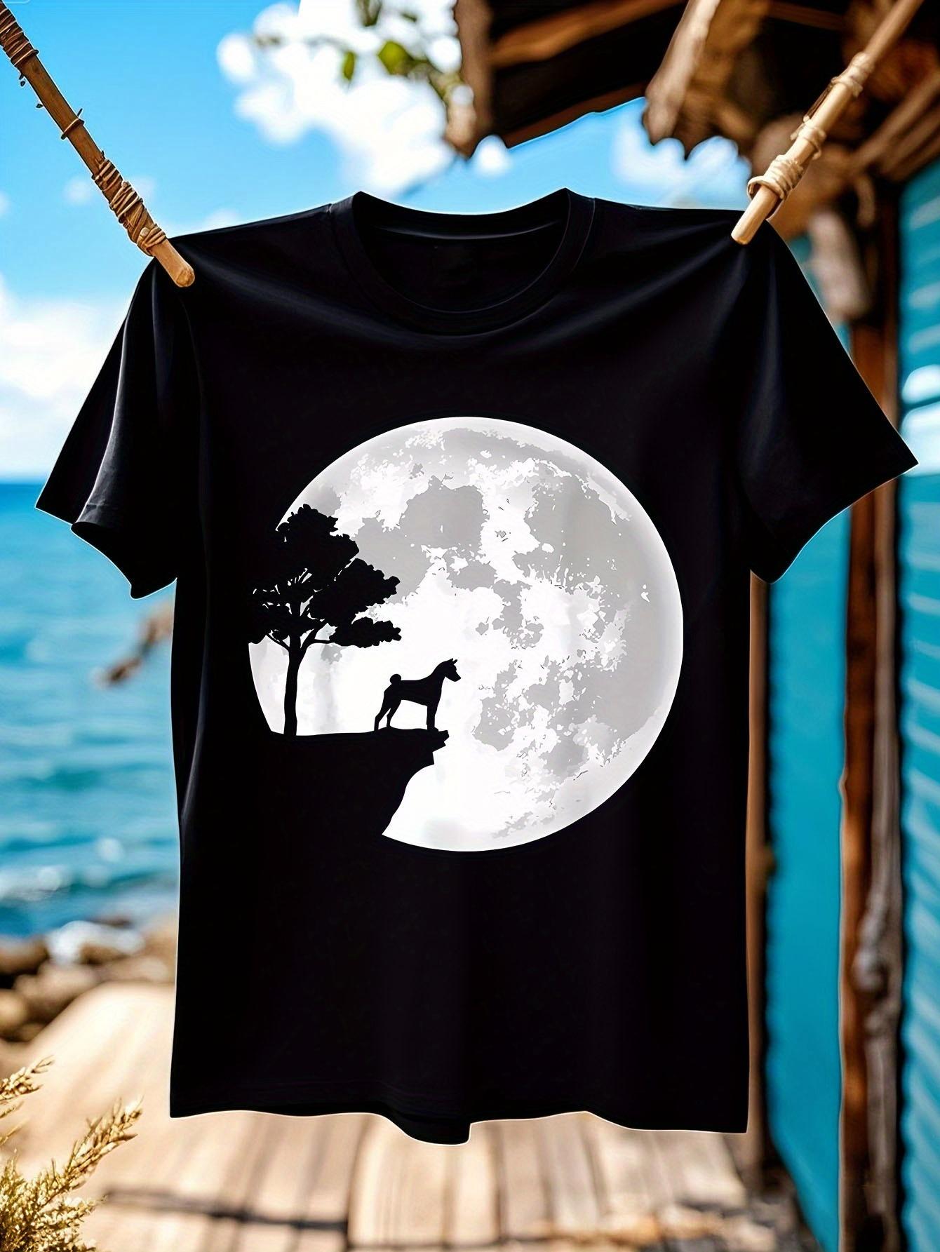 Basenji Dog Howling at Moon Graphic Tshirt Graphic Tshirt XXXL