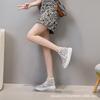 Leather lace mesh rhinestone high-top women's summer new full diamond casual fashion hole women's shoes