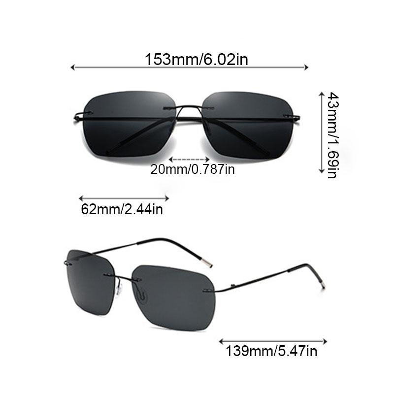 Non-polarized Men Ultralight Rimless Square Sunglasses Fashion Women Lightweight Driving Sun Glasses