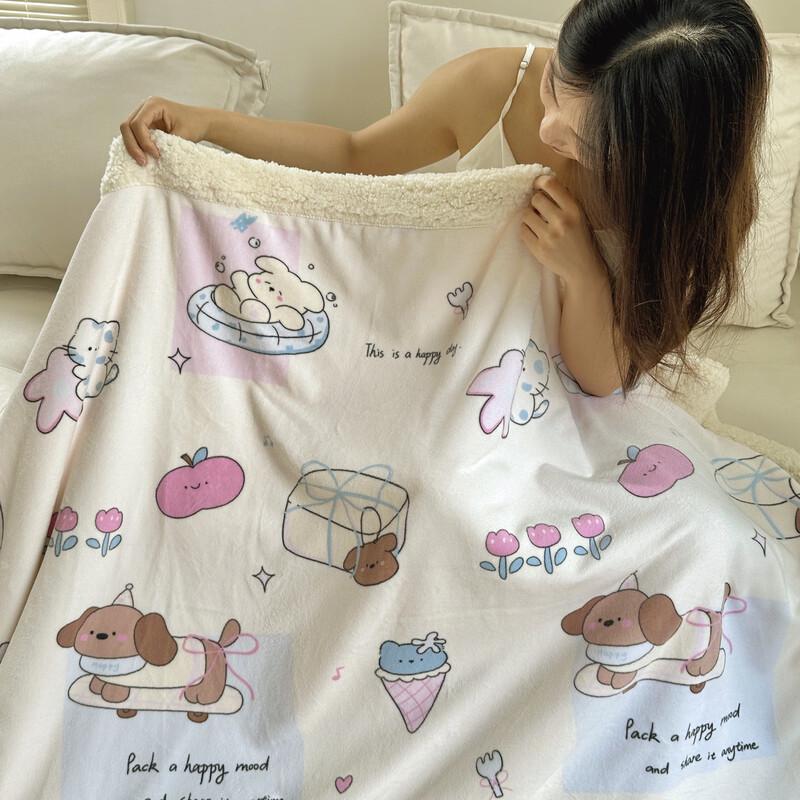 LISM Lamb Fleece Milk Velvet Throw Blanket