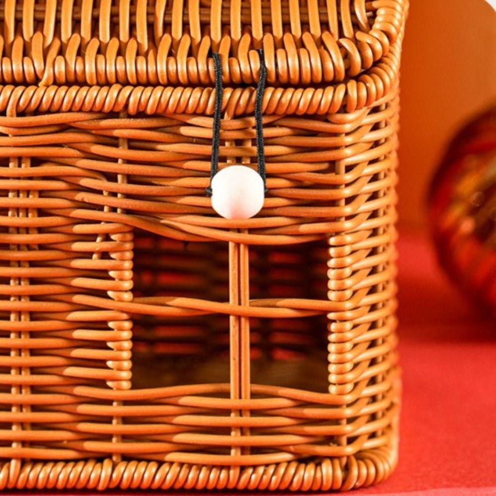 Multistyles Imitation Rattan Fruit Plate Retro Woven Handheld Creative Household Storage Baskets Storage Creative House