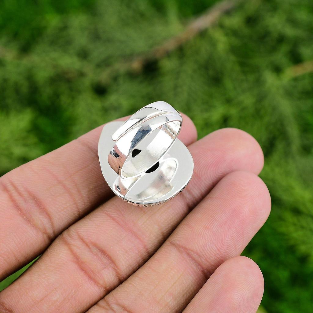 Natural Nellite Gemstone 925 Sterling Silver Stackable Adjustable Ring For Girls