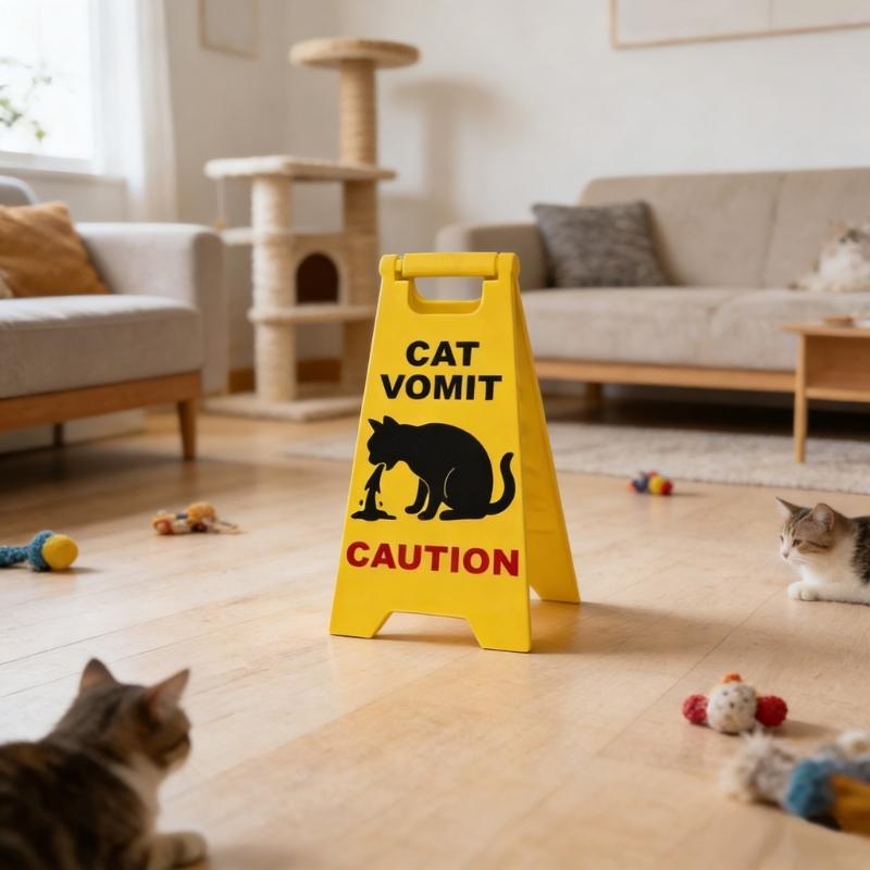 1Pc Cats Vomit Caution Signs Cats Vomits Warning Signs Desk Decorations Funny Novelty Cats Vomit Signs for Home Decors