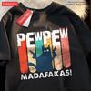 Pew Pew Madafakas Double Gun Cat Male T-Shirt Quality T Shirts Summer Oversized Short Sleeve Clothes Cotton Loose Street Tops