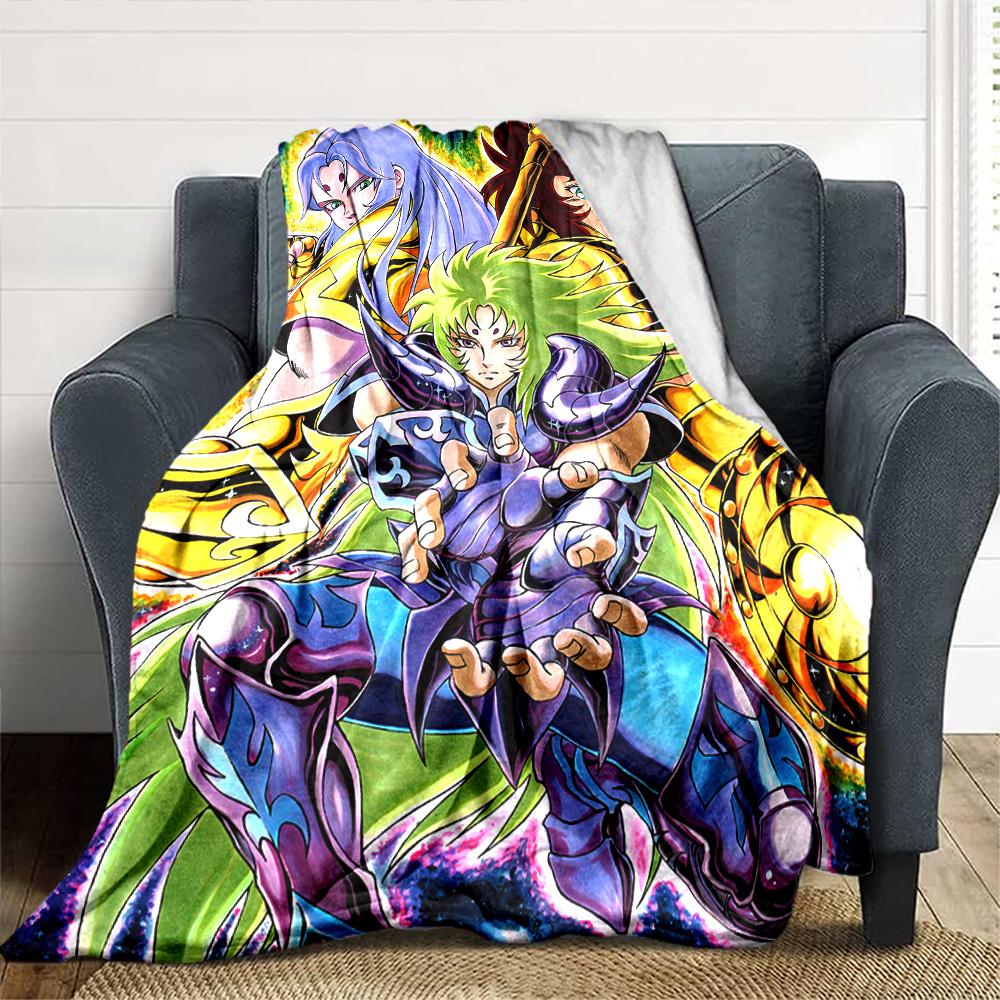 Saint Seiya Legend Sanctuary Flannel Blanket Super Soft Warm Cozy Blanket For Sofa Bed Office Travel Allseason Home Decor Gift
