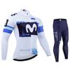 Movistar Autumn Pro Team Cycling Jersey19D Bib Set MTB Uniform Bicycle Clothing Quick Dry Bike Clothes Mens Long Cycling Wear