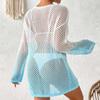 Women's Hollow Out Sexy Bikini Outer Gradient Beach Pullover Long Sleeve Cover Up