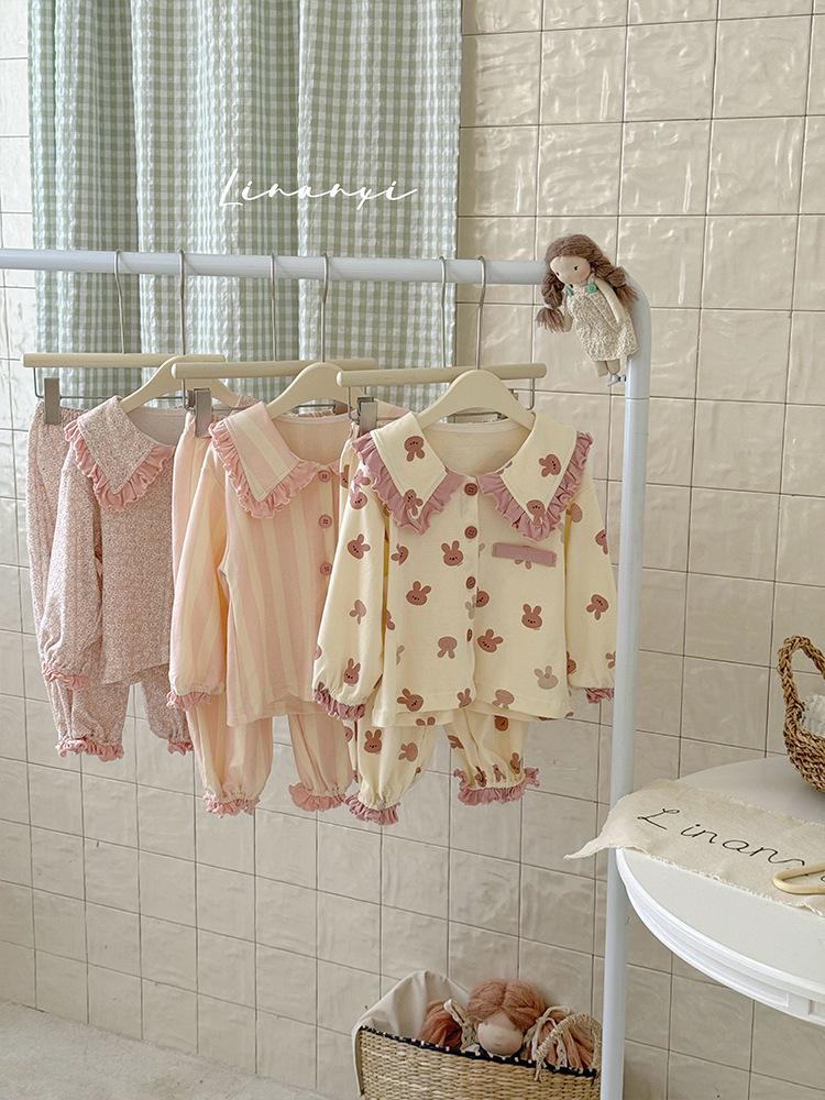 Mori Style Girl's Pajamas: Early Autumn 2025 Lace Peter Pan Collar Set