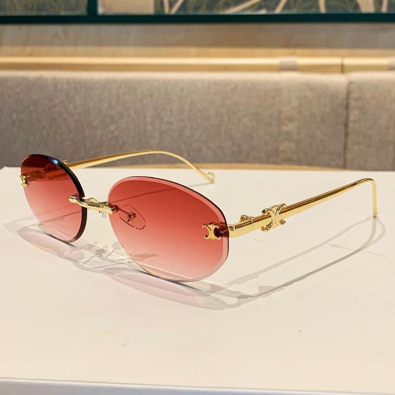 

Безободковые женские солнцезащитные очки, Изысканный ретро-стиль, Защита от солнца, Овальная оправа, Металлические солнцезащитные очки для мужчин.