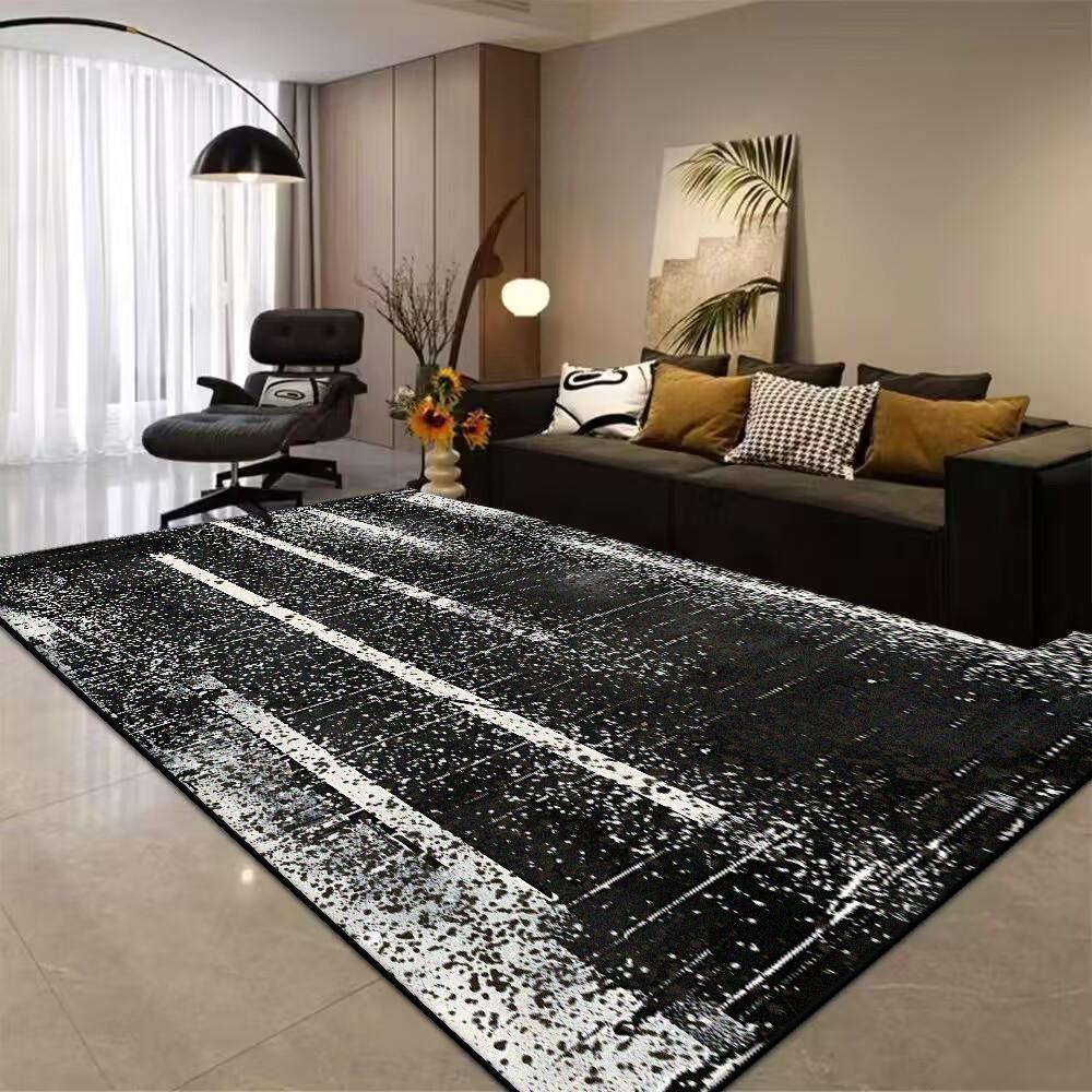 Nordic Style Black Large Carpet Non-slip Living Room Decoration Sofa Area Rug Easy Clean Coffee Table Mat Bedroom Lounge Rugs