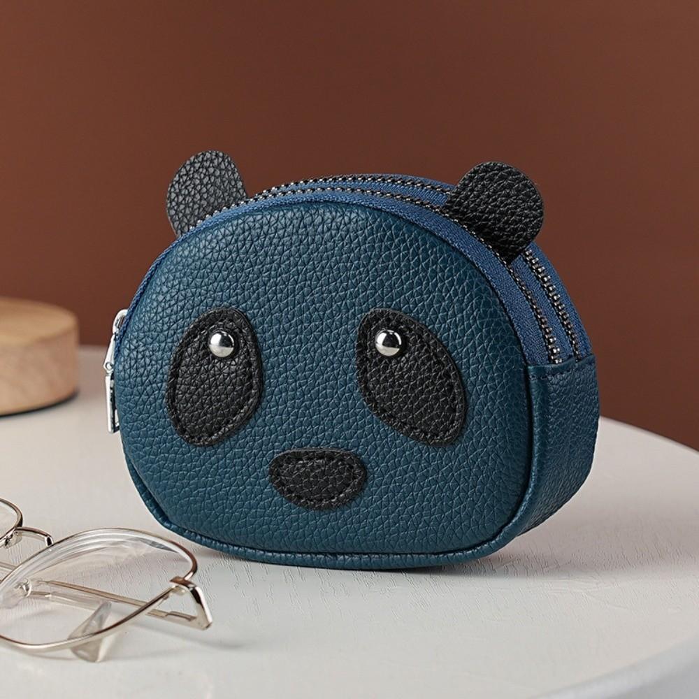 Creative Double Layer Coin Purse Portable Multifunctional Mini Card Holder Zipper Panda Shape Zipper Wallet