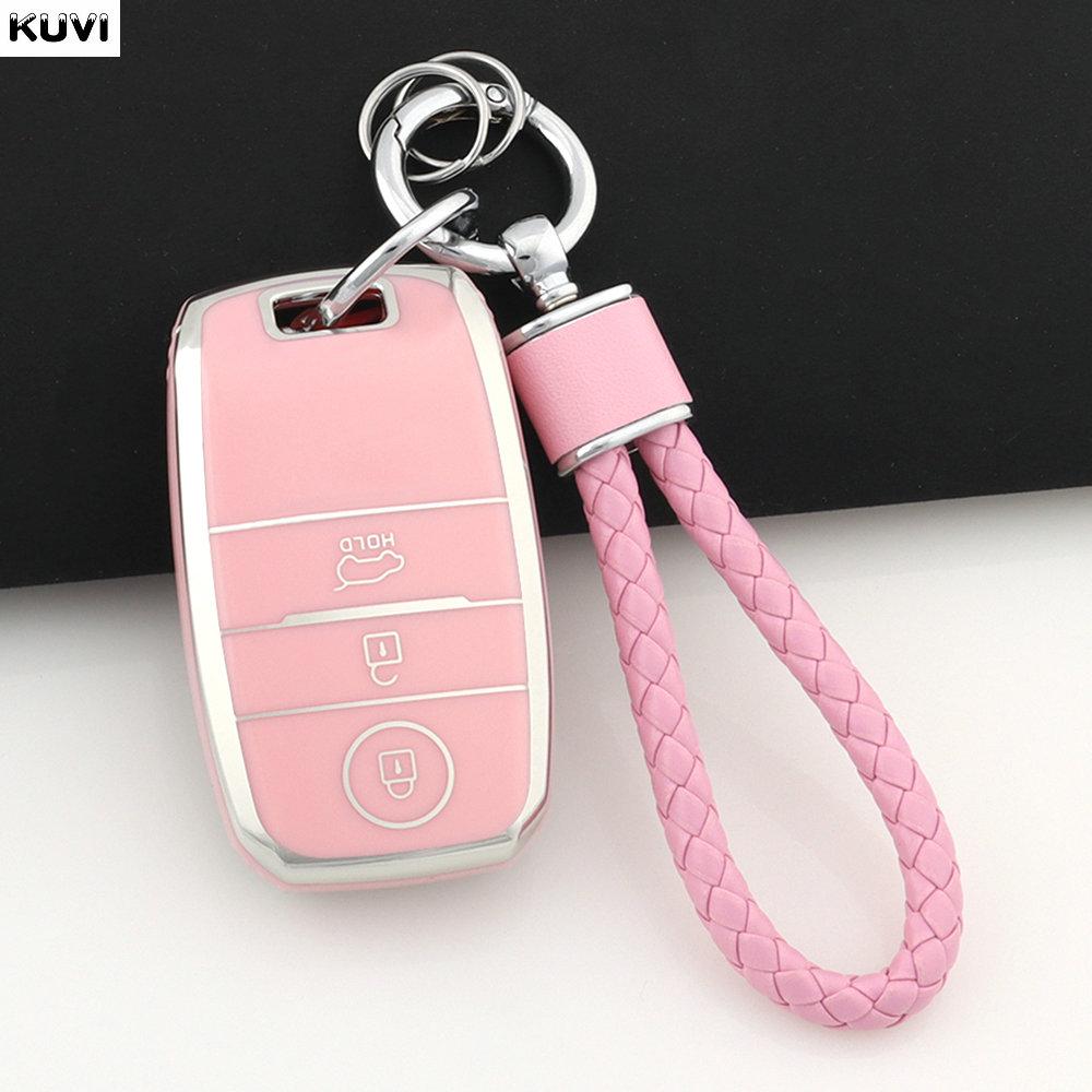3 4 Buttons Pink Tpu Car Smart Key Case Cover Shell For Kia Rio Rio5 Sportage Ceed Cerato K3 Kx3 K4 K5 Sorento Optima Picanto