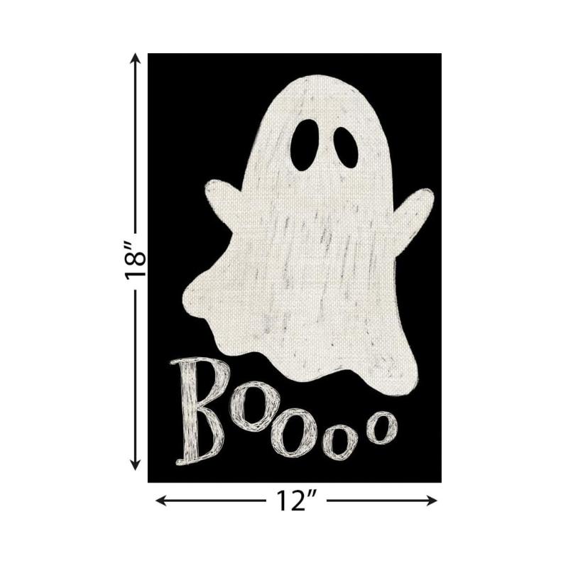 Halloween Outdoor Decoration 12x18Inch Polyester Ghostly Patterned Garden Yard Flag With Fade Resistance Fabric