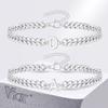 Vnox A-Z Iniziale Braccialetti a Catena Cubana per Uomo Donna, Acciaio Inossidabile Colore Argento Maglie Ovali, Braccialetto con Ciondolo Lettera Nome Regalo