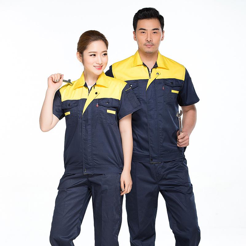 Comfortable Breathable Short Sleeve Workwear Set - Durable Mechanic & Construction Labor Protection Clothing