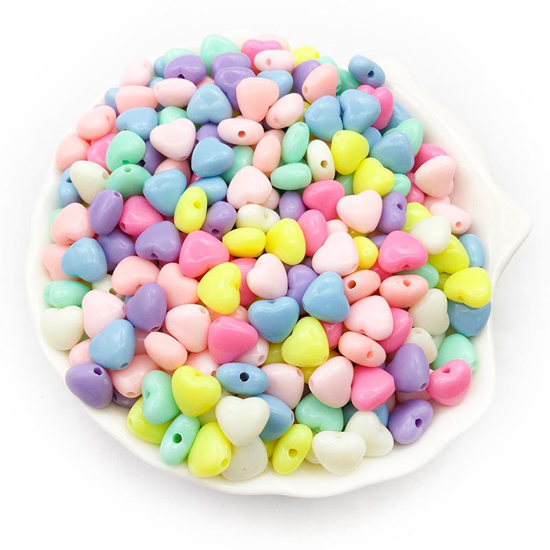 50g Mix of Acrylic Butterfly, Heart, Round Loose Beads for DIY Macaron Color Bracelets & Necklaces.