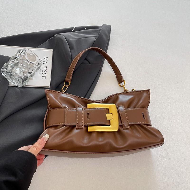 

High-end Temperament Commuting Armpit Bag Female Niche Design Pleated Cloud Dumpling Texture All-matching Handbag коричневый