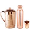 Copper Water Bottle and Jug Combo Set - 1000 Ml Bottle, 2000 Ml Jug, 1 Glasses - Brown