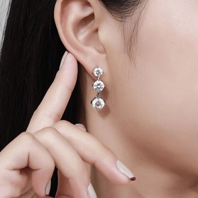 

D Цвет 8-каратный муассанит серьги с кисточками женские серьги-гвоздики из стерлингового серебра 925 пробы с муассанитом белое золото покрытие пройти тестер