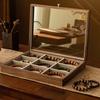 Multi-Compartment Wooden Storage Box with Lid for Collector's Bracelets, Large Capacity Clear Top Curio Organizer