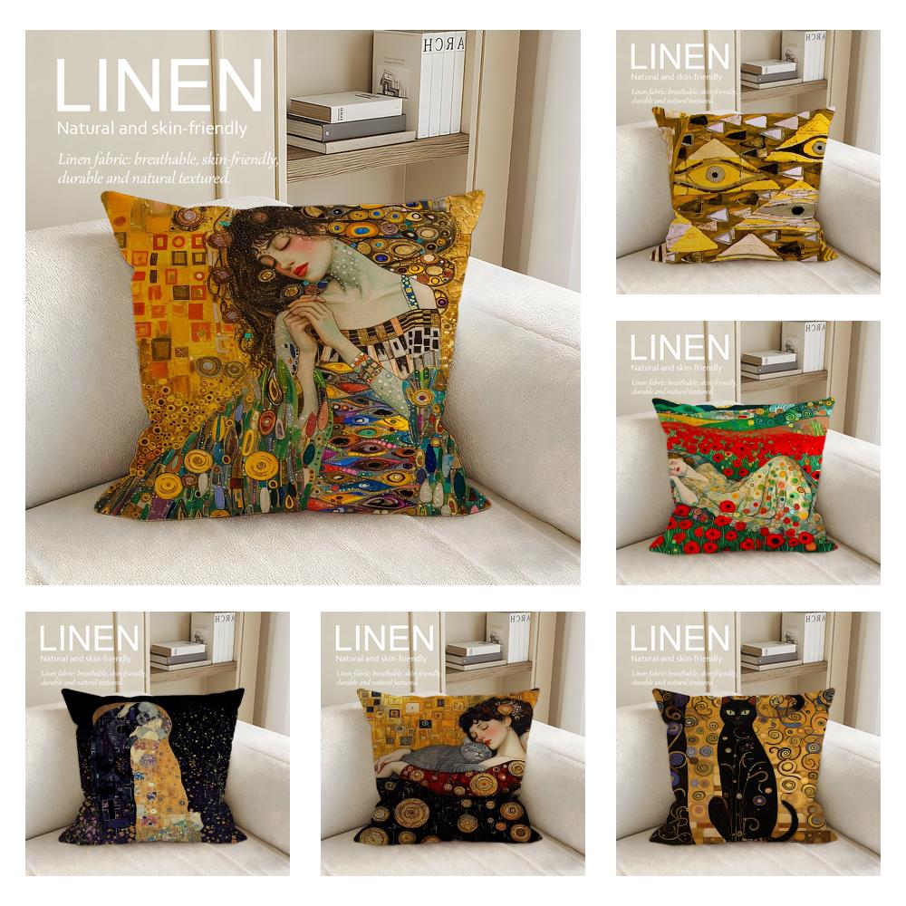 Artist Gustav Klimt Cushion Cover Pillowcase Set Pcs X X Breathable Washable Sofa Cushion Cover