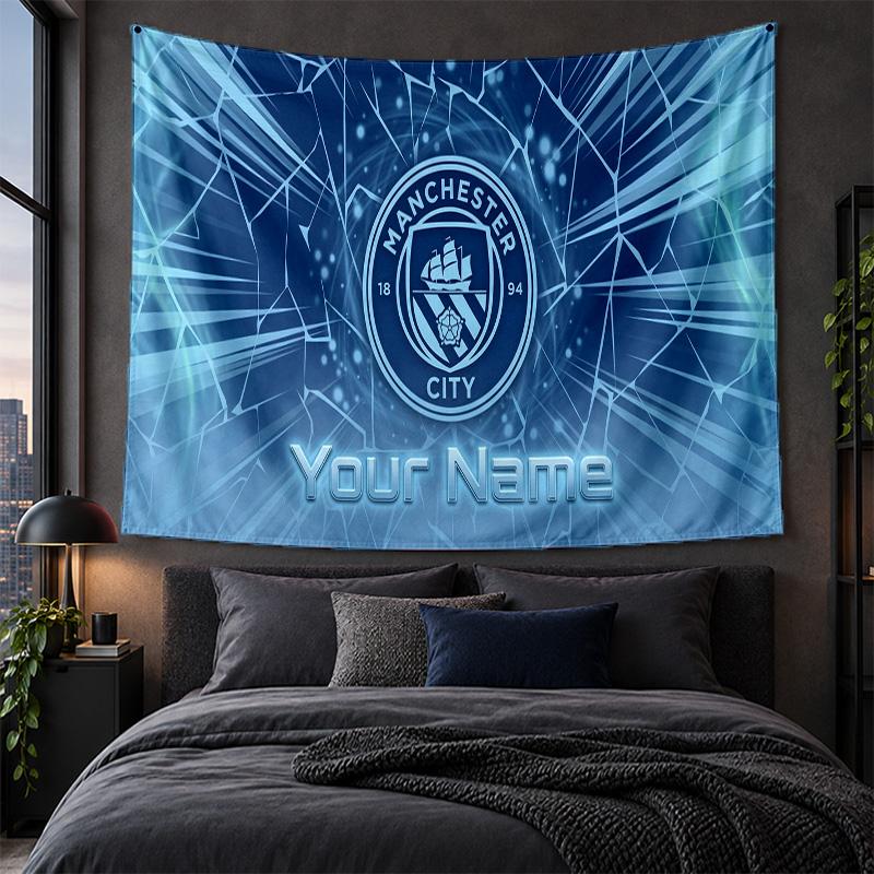Spersonalizowany Gobelin Ścienny Wzór Manchester City Tkanina Tła Artystycznego