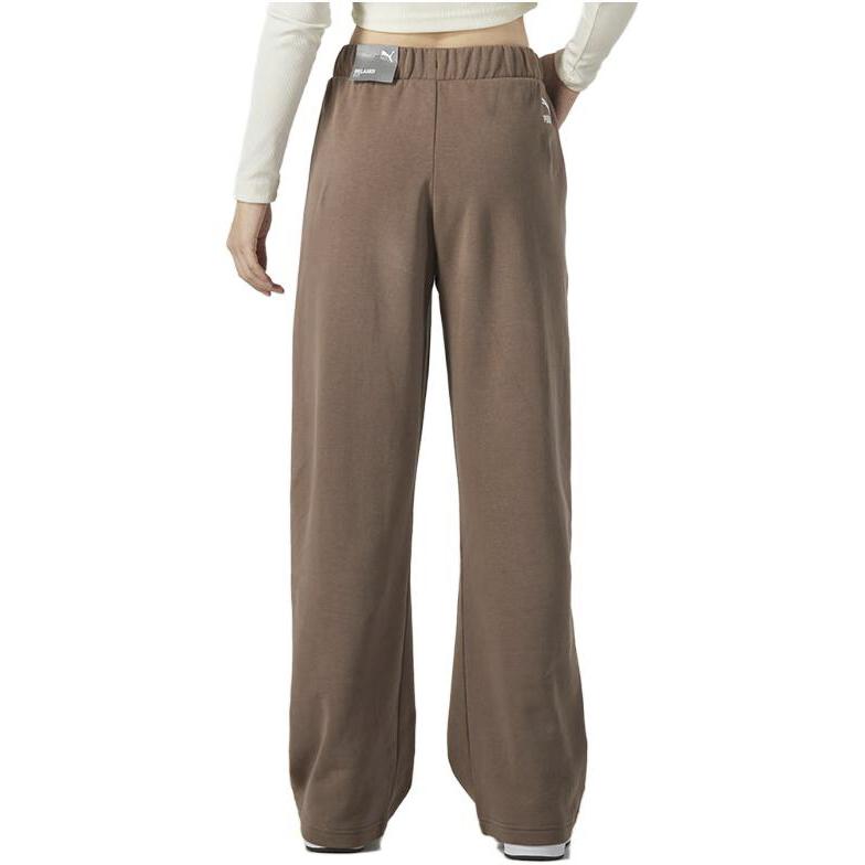 Puma Solid Color High-Waisted Pleated Casual Pants Women bottoms Brown 625169-95