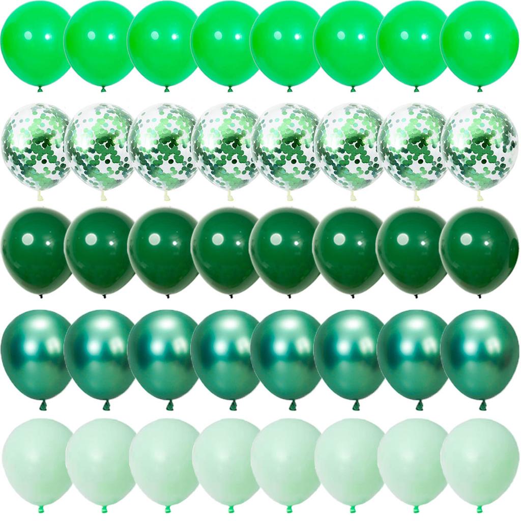 Green Metal Latex Confetti Balloon Jungle Safari Birthday Party Decoration Matte Globos New Year Wedding Party Baby Shower Decor