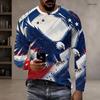 Men Plus Size Crew Neck Long Sleeve Shirt Black Gothic Skull And Wolf Graphic Top