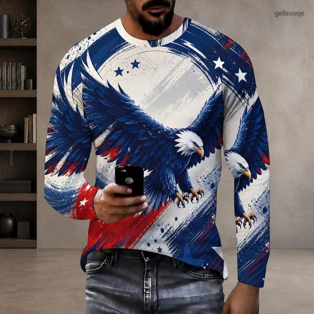 Men Plus Size Crew Neck Long Sleeve Shirt Black Gothic Skull And Wolf Graphic Top