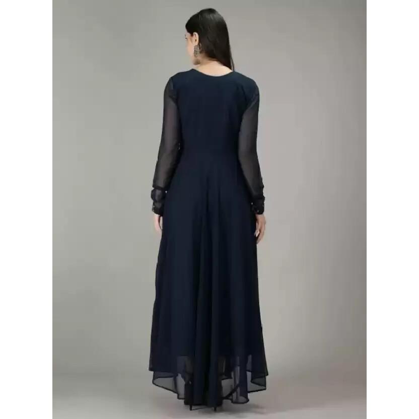 Designer Bestickter Georgette Kurta Damen Partykleidung Anarkali Tunika Kleid Kurti VF-1900984