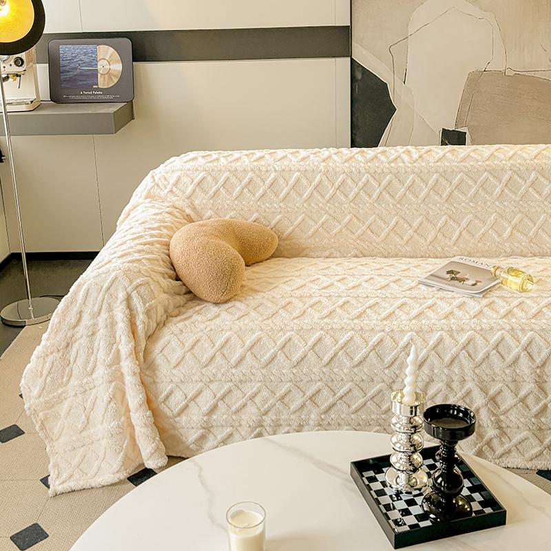Tafu Fleece Sofa Cover Warm Soft Sofa Blanket for Winter Plain Solid Color Sofa Plaids Single/Double/Three Seat Sofa Towel