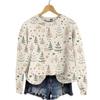 Gentle Retro Snowflake Thick Needle Jumper Korean Version 1D Printed Christmas Fashionable Foreign Look Thin Crew Neck Sweater
