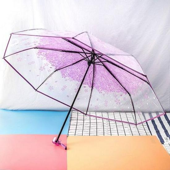 Kuromi Anime Soft Girl Transparent Folding Umbrella - Thickened and Portable